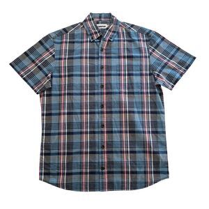 NWOT Taylor Stitch Blue Plaid Shirt Sz38 Chest 40 Short Sleeve Stretch Cotton